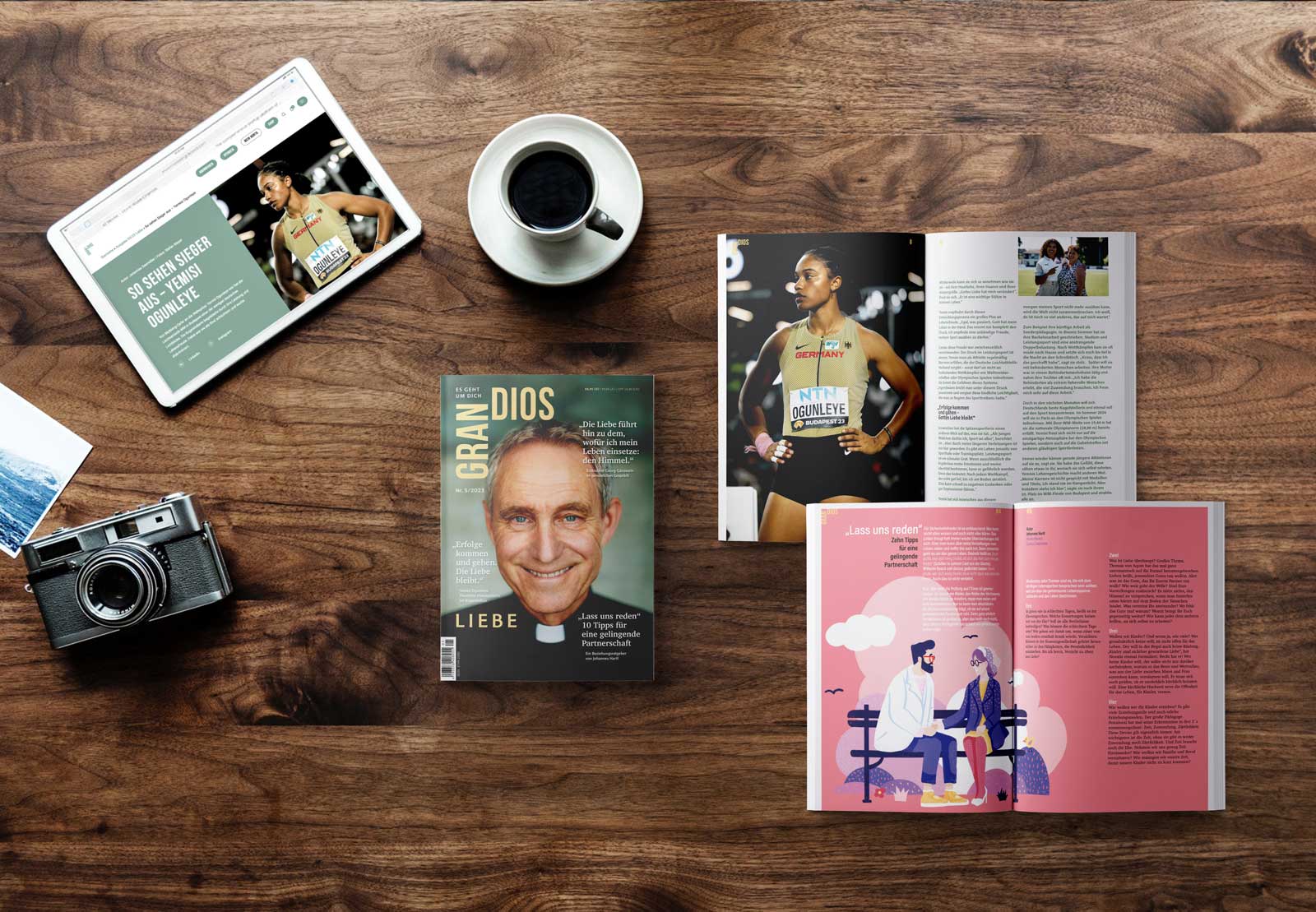 Webdesign und Layout Design der neuen GRANDIOS Magazin Ausgabe Liebe